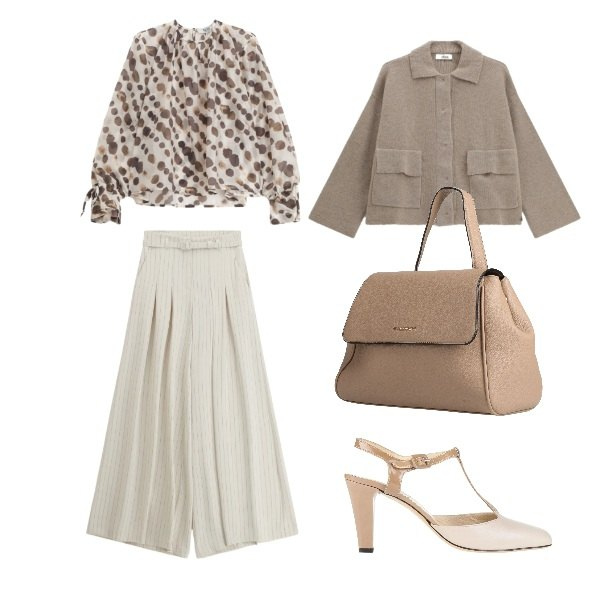 Outfit donna - ecru forever. Stile Casual chic per Tutti i giorni. Abbinamento con zaini, décolleté, pantaloni a palazzo, cardigans, bluse.