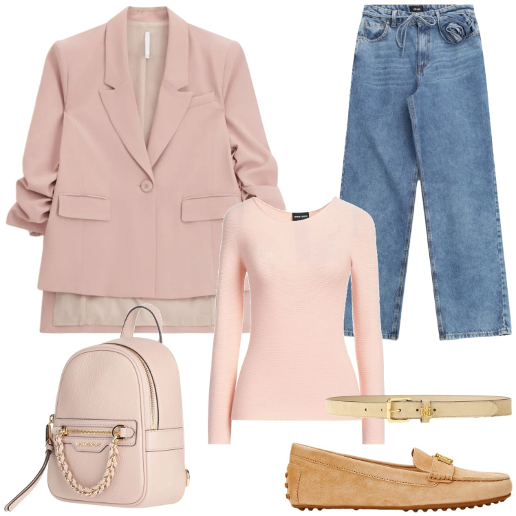 Outfit donna - Il blazer must have in primavera. Stile Chic per Tutti i giorni. Abbinamento con zaini, pullovers, blazer, jeans, mocassini, cinture.