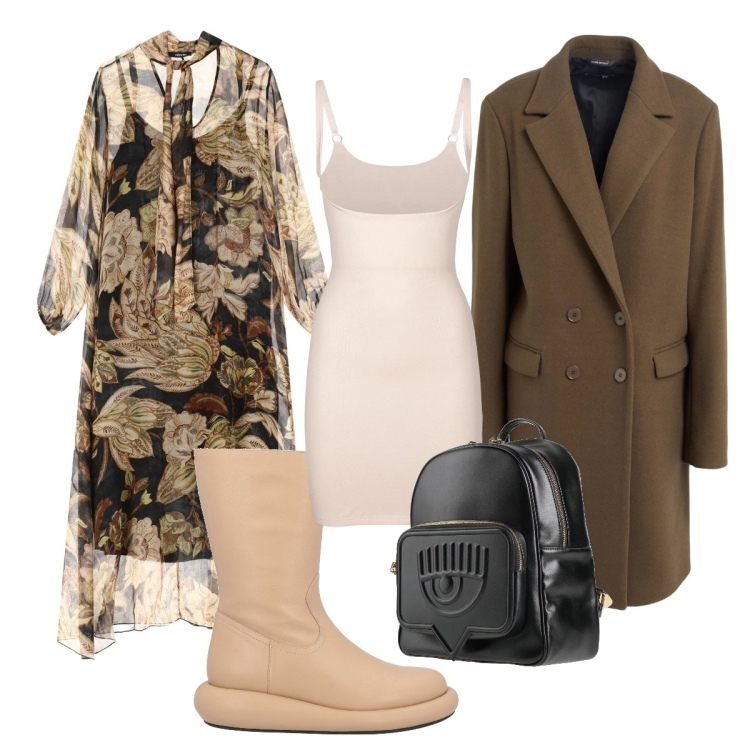 Outfit donna - Serata importante. Stile Romantica per Serata fuori. Abbinamento con zaini, stivali, cappotti, sottovesti, vestiti lunghi.