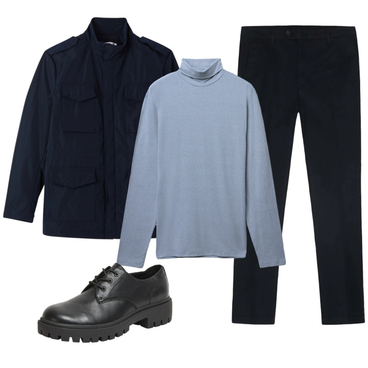 Outfit uomo - Total look #2343570. Stile Casual per Ufficio. Abbinamento con scarpe stringate, giacche, t-shirt, pantaloni.