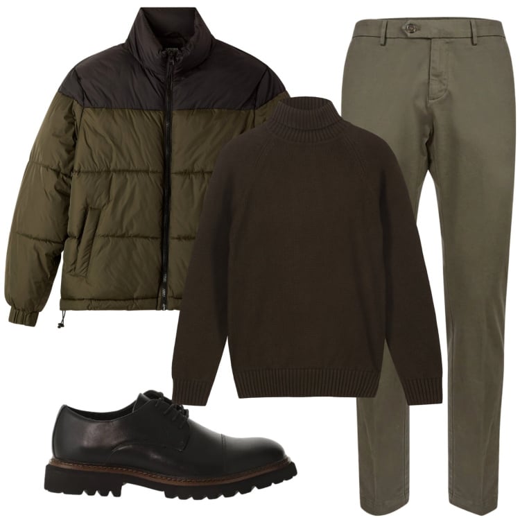 Outfit uomo - Total look #2343576. Stile Casual per Ufficio. Abbinamento con scarpe stringate, bomber, pantaloni chino, pullovers.