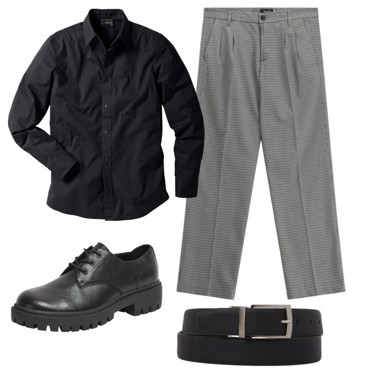 Outfit uomo - Total look #2343595. Stile Trendy per Serata speciale. Abbinamento con camicie, pantaloni, scarpe stringate, cinture.