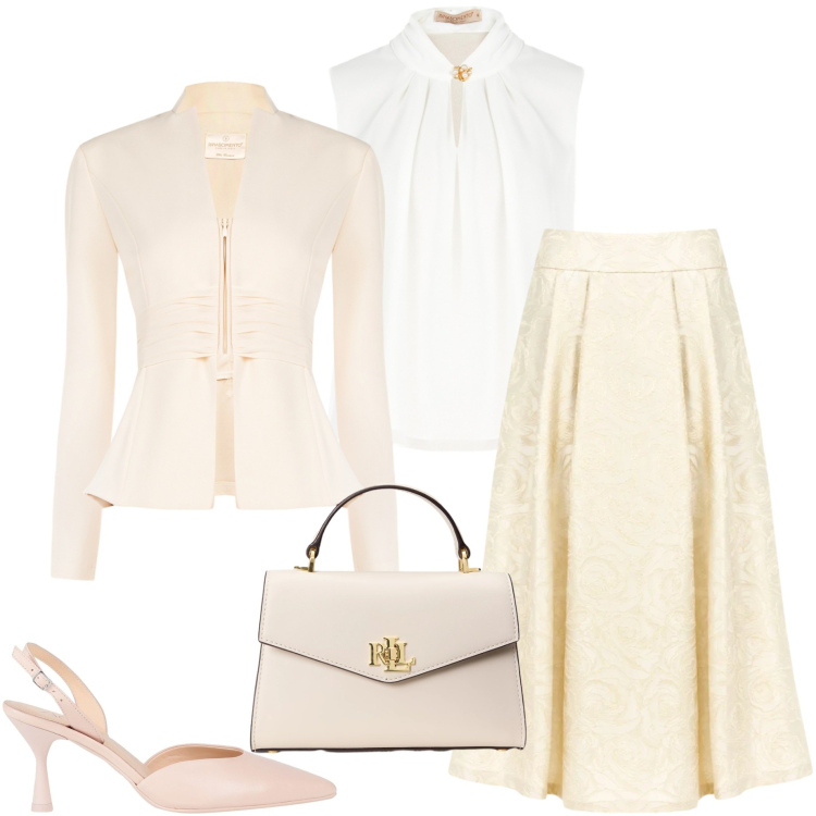 Outfit donna - Tonalità polverose. Stile Chic per Cerimonia. Abbinamento con décolleté, blazer, gonne longuette, top, borse a mano.