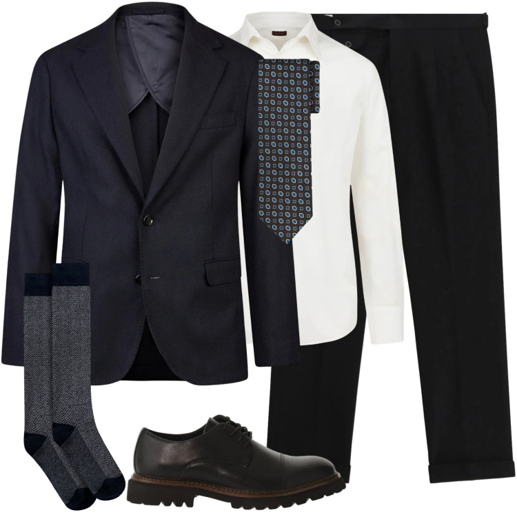 Outfit uomo - Lunedì mattina in riunione. Stile Business/Elegante per Ufficio. Abbinamento con pantaloni, scarpe stringate, camicie, giacche, calzini, cravatte.