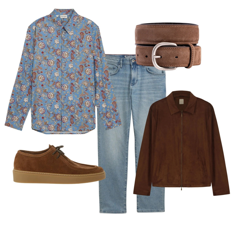 Outfit uomo - Camicia primavera. Stile Trendy per Tutti i giorni. Abbinamento con camicie, jeans dritti, scarpe stringate, giacche, cinture.