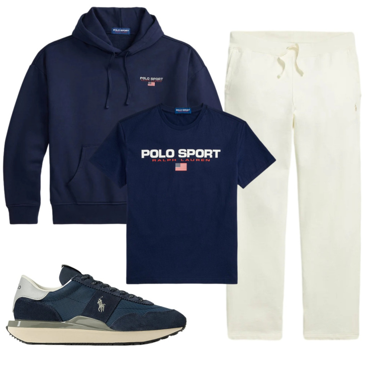 Outfit uomo - Total look #2343614. Stile Casual per Sport. Abbinamento con sneakers, pantaloni, t-shirt, felpe con cappuccio.