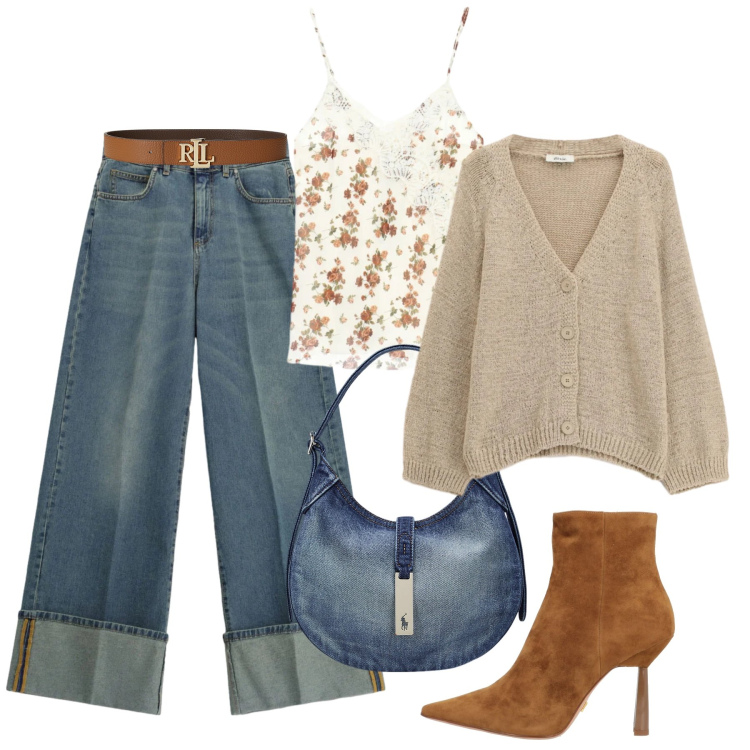 Outfit donna - Cardigan morbido - @susystyle. Stile Urban per Tutti i giorni. Abbinamento con stivaletti, jeans, cardigans, top, borse a spalla, cinture.