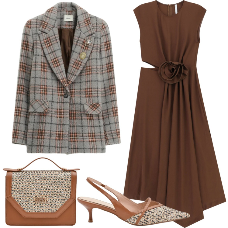 Outfit donna - Abito Cut-Out. Stile Casual chic per Serata fuori. Abbinamento con vestiti midi/longuette, blazer, décolleté, pochette.