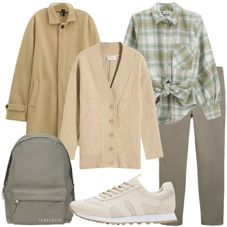 Outfit donna - Un cardigan a febbraio - @susystyle. Stile Casual per Scuola/Università. Abbinamento con cardigans, sneakers, pantaloni skinny, zaini, trench, camicie.