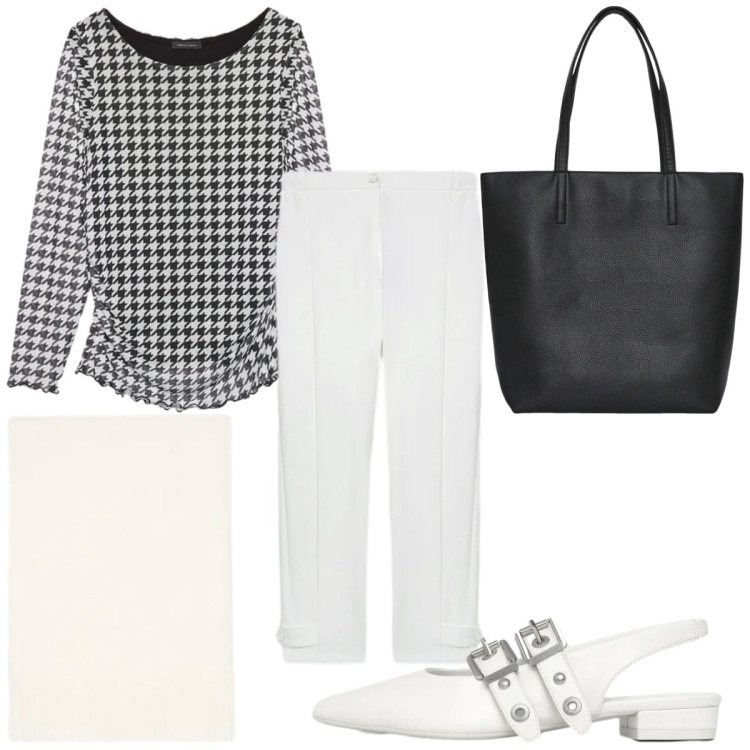 Outfit donna - Total look #2344031. Stile Trendy per Tutti i giorni. Abbinamento con borse tote, ballerine, pantaloni, bluse, sciarpe.