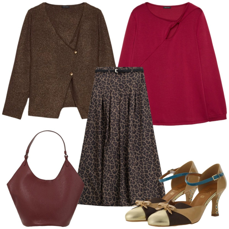 Outfit donna - Total look #2344035. Stile Trendy per Tutti i giorni. Abbinamento con pantaloni, bluse, cardigans, décolleté, borse a spalla.