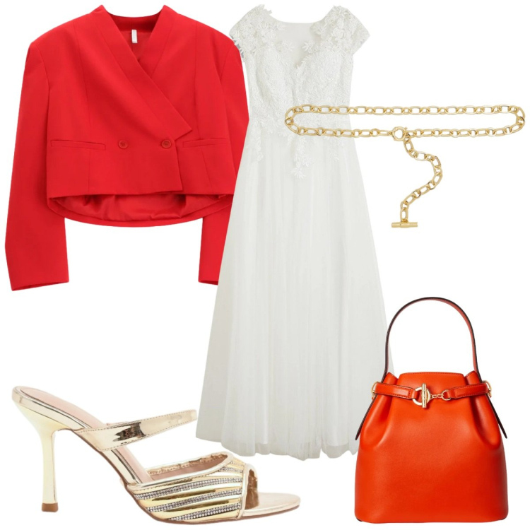 Outfit donna - Total look #2344041. Stile Glamour per Cerimonia. Abbinamento con vestiti, blazer, sabot, borse a secchiello, cinture.