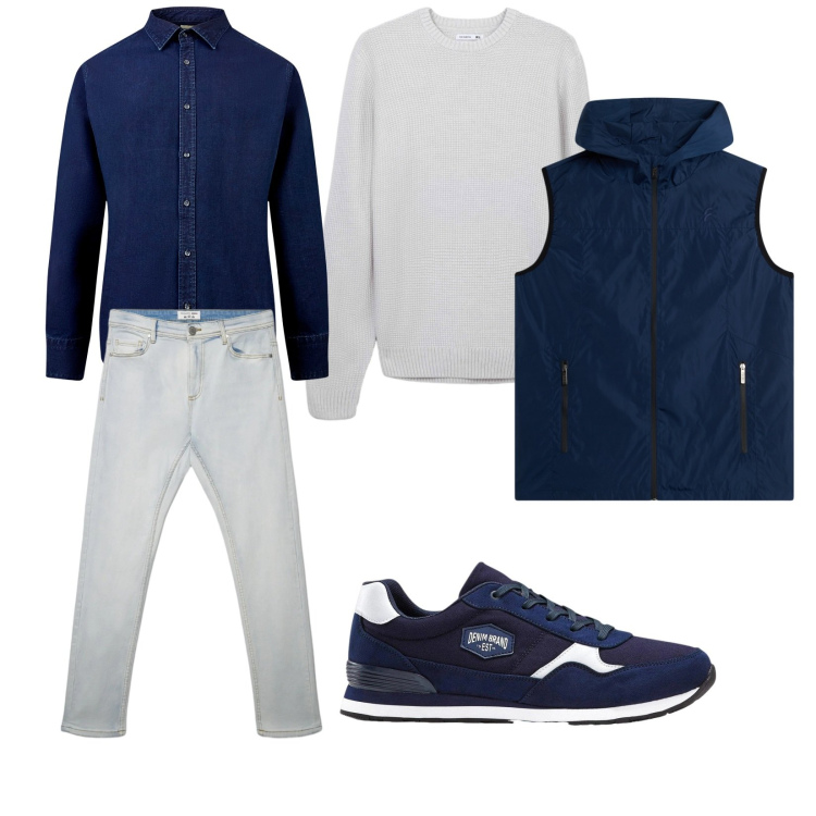 Outfit uomo - Total look #2344076. Stile Urban per Tutti i giorni. Abbinamento con sneakers, maglieria, jeans skinny, piumini, camicie.