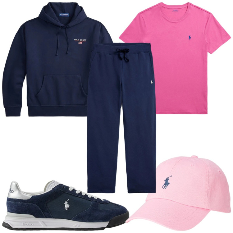 Outfit uomo - Total look #2344085. Stile Trendy per Sport. Abbinamento con cappelli, pantaloni, t-shirt, sneakers, felpe con cappuccio.