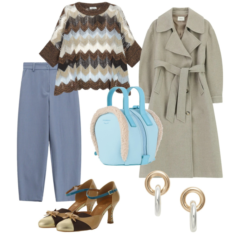 Outfit donna - Aspettando la primavera. per Tutti i giorni. Abbinamento con zaini, maglieria, décolleté, cappotti, pantaloni, orecchini.