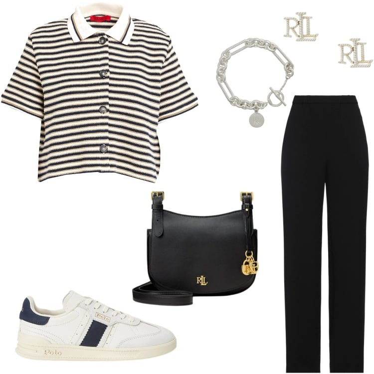 Outfit donna - Casual & Retro\'. Stile Vintage retrò per Tutti i giorni. Abbinamento con camicie, pantaloni, braccialetti, orecchini, sneakers, borse a tracolla.
