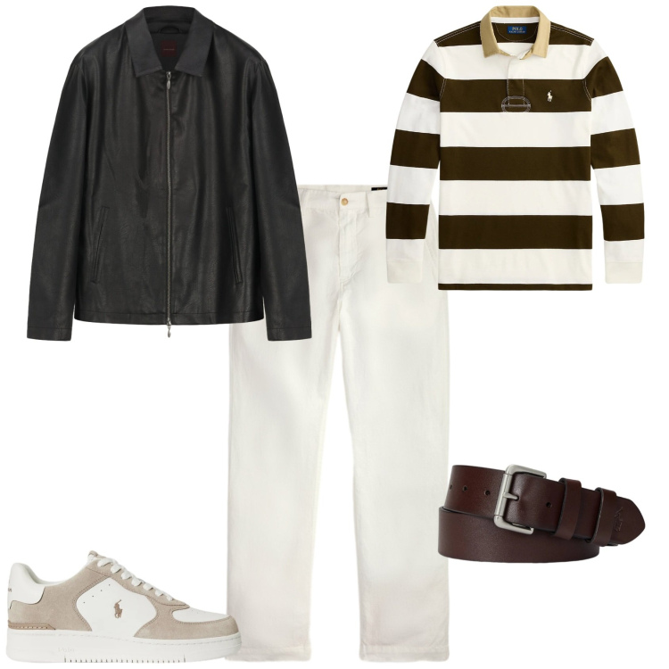 Outfit uomo - Trendy ufficio week end. Stile Trendy per Tutti i giorni. Abbinamento con cinture, maglieria, sneakers, pantaloni, giacche.