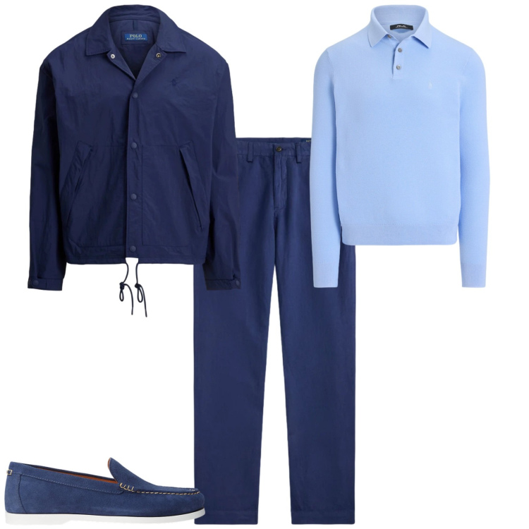 Outfit uomo - Trendy ufficio tempo libero. Stile Trendy per Tutti i giorni. Abbinamento con pantaloni, giacche sportive, maglieria, scarpe stringate.