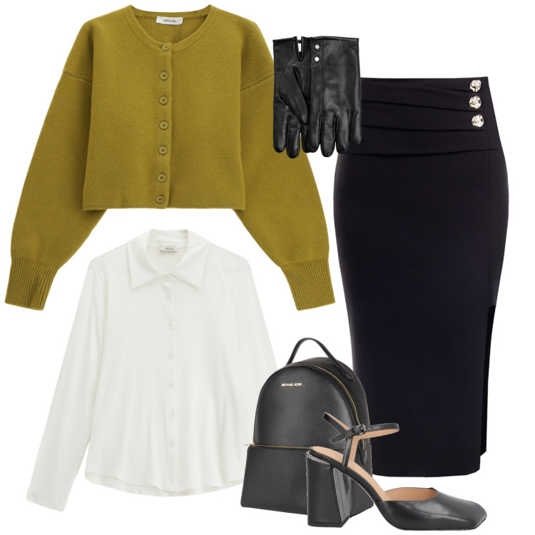 Outfit donna - Un cardigan a febbraio @susystyle. Stile Chic per Tutti i giorni. Abbinamento con zaini, décolleté, guanti, cardigans, camicie, gonne longuette.