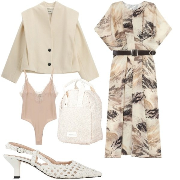 Outfit donna - Slingback traforate. Stile Vintage retrò per Ufficio. Abbinamento con décolleté, zaini, vestiti lunghi, blazer, body.