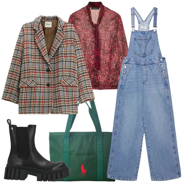 Outfit donna - Easy. Stile Sporty chic per Tutti i giorni. Abbinamento con stivaletti, camicie, salopette, blazer, borse tote.