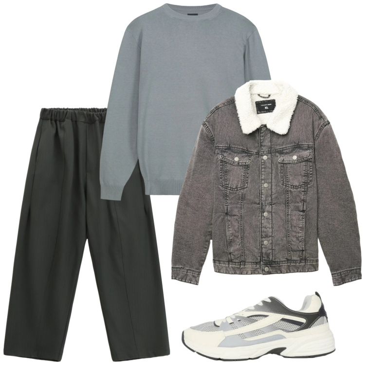 Outfit uomo - Febbraio. Stile Casual per Tutti i giorni. Abbinamento con cappotti, sneakers, pantaloni, maglieria.