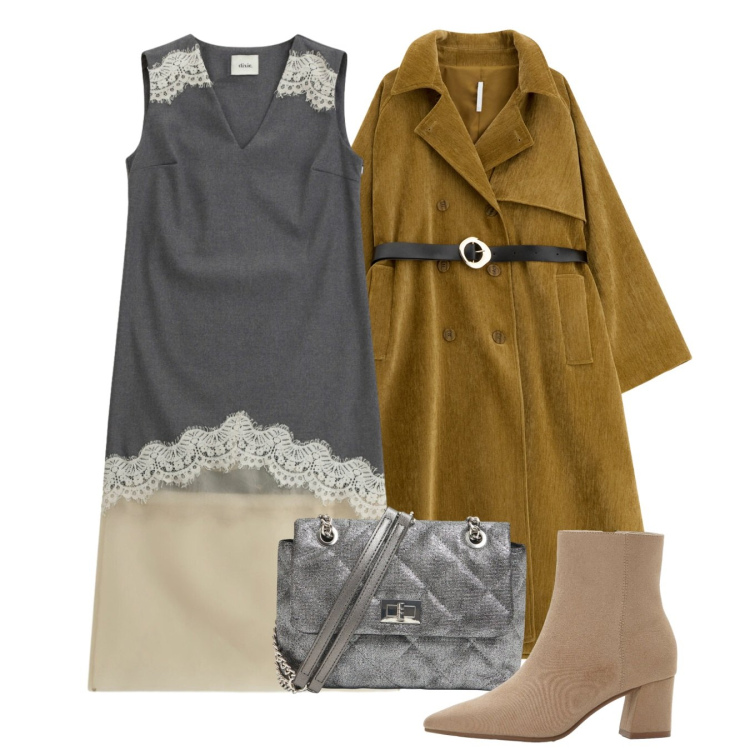 Outfit donna - Febbraio chic. Stile Chic per Tutti i giorni. Abbinamento con stivaletti, borse a tracolla, trench, vestiti midi/longuette.