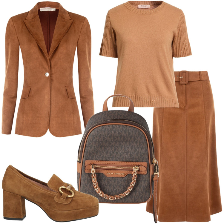 Outfit donna - Look casual. Stile Casual chic per Tutti i giorni. Abbinamento con mocassini, pullovers, zaini, gonne longuette, blazer.