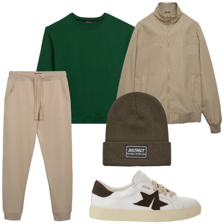 Outfit uomo - Colori invernali. Stile Trendy per Tutti i giorni. Abbinamento con sneakers, berretti, bomber, pantaloni, felpe.