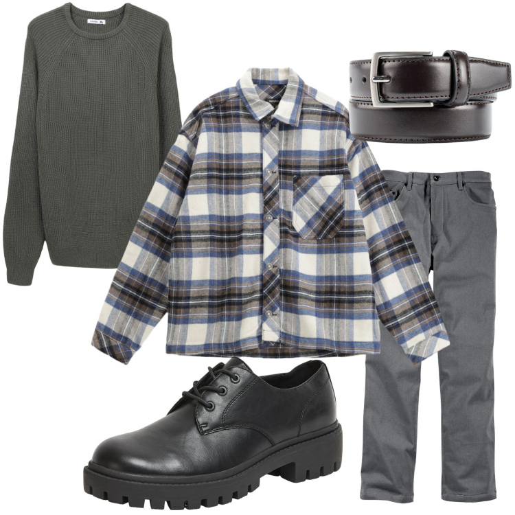 Outfit uomo - Quadri intramontabili. Stile Casual per Tutti i giorni. Abbinamento con pantaloni, scarpe stringate, maglieria, camicie, cinture.
