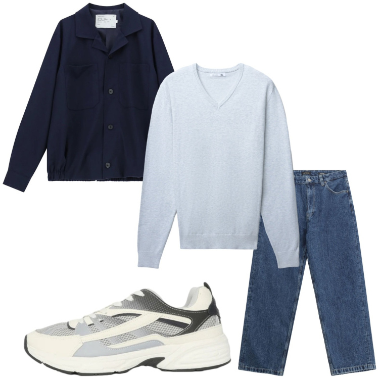 Outfit uomo - Street style. Stile Casual per Tutti i giorni. Abbinamento con maglieria, sneakers, cappotti, jeans.