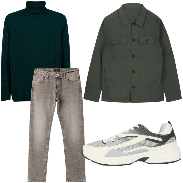 Outfit uomo - Casual. Stile Casual per Tutti i giorni. Abbinamento con sneakers, jeans, maglieria, cappotti.