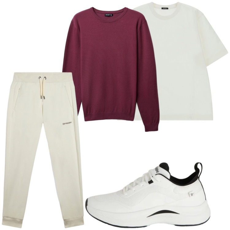 Outfit uomo - Sportivo. Stile Casual per Tutti i giorni. Abbinamento con maglieria, t-shirt, pantaloni, sneakers.