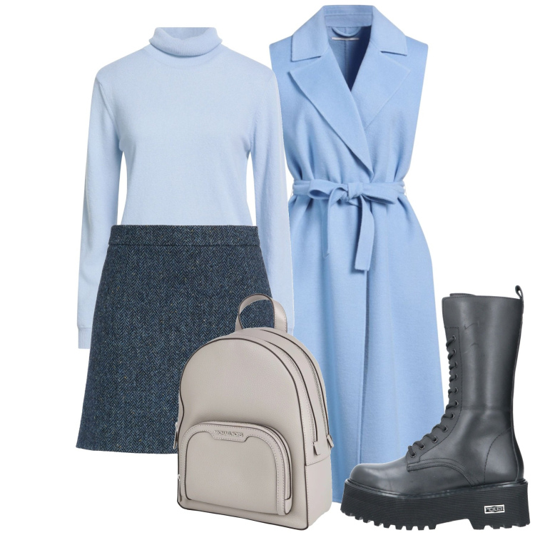 Outfit donna - Febbraio in tonalità soft - Focus Donna. Stile Bon Ton per Tutti i giorni. Abbinamento con minigonne, maglieria, zaini, cappotti, stivali.