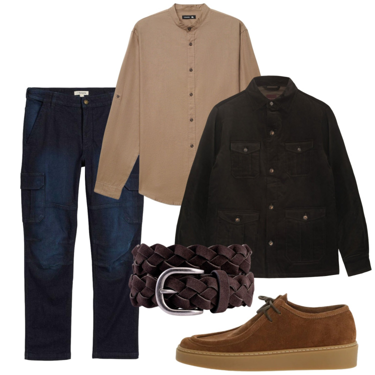 Outfit uomo - Essenziale ma curato. Stile Casual per Tutti i giorni. Abbinamento con jeans dritti, camicie, scarpe stringate, cappotti, cinture.