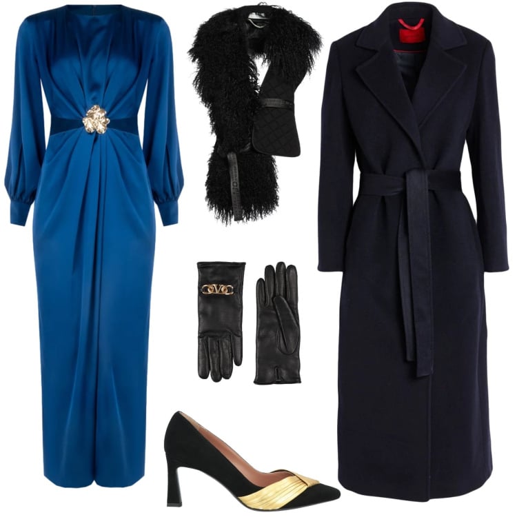 Outfit donna - Metti una sera all\' Ariston!. Stile Vintage retrò per Serata fuori. Abbinamento con cappotti, guanti, décolleté, cinture, vestiti lunghi.