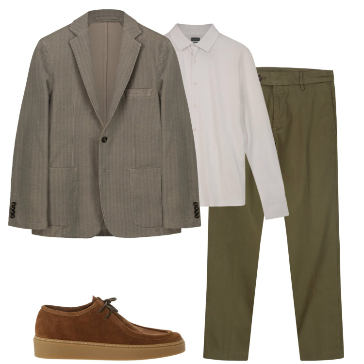 Outfit uomo - Total look #2344569. Stile Urban per Tutti i giorni. Abbinamento con scarpe stringate, pantaloni chino, giacche, polo.