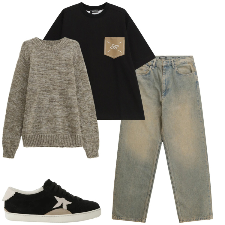Outfit uomo - Total look #2344572. Stile Casual per Tutti i giorni. Abbinamento con jeans, maglieria, sneakers, felpe.