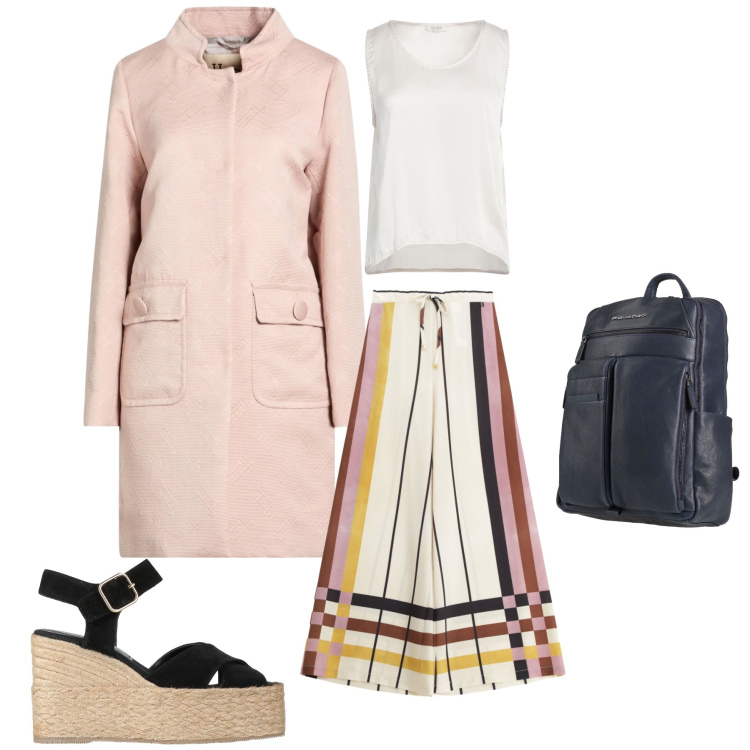 Outfit donna - Urban Petal. Stile Romantica per Tutti i giorni. Abbinamento con espadrillas, zaini, top, cappotti, pantaloni a palazzo.