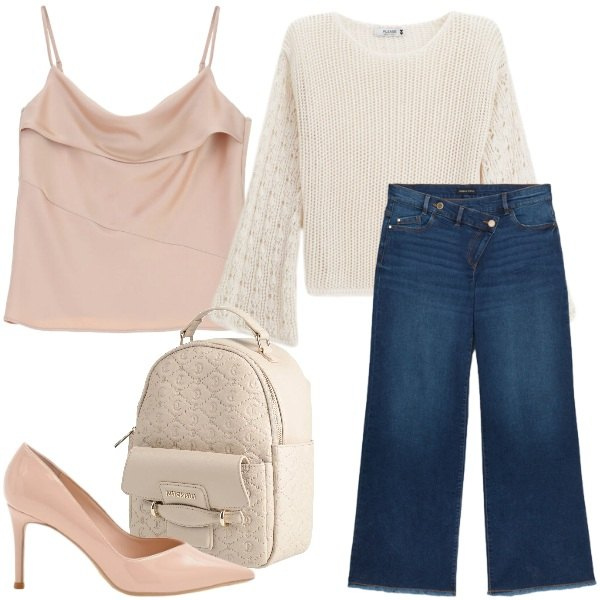 Outfit donna - Profumo di Rose - Curvy. Stile Urban per Tutti i giorni. Abbinamento con zaini, canottiere, jeans, maglieria, décolleté.