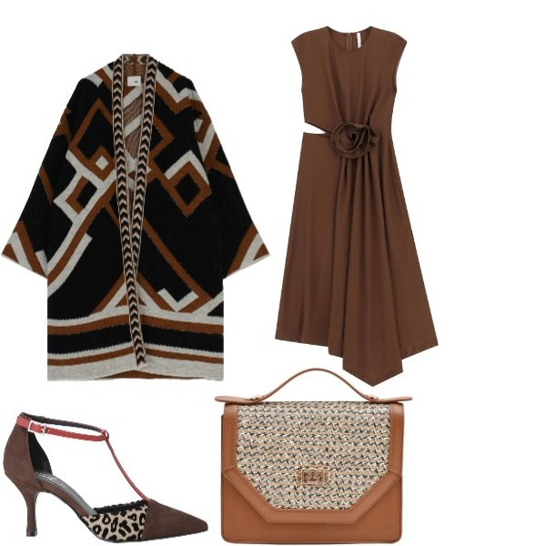 Outfit donna - Total look #2344623. Stile Chic per Serata fuori. Abbinamento con vestiti midi/longuette, cappe, décolleté, pochette.