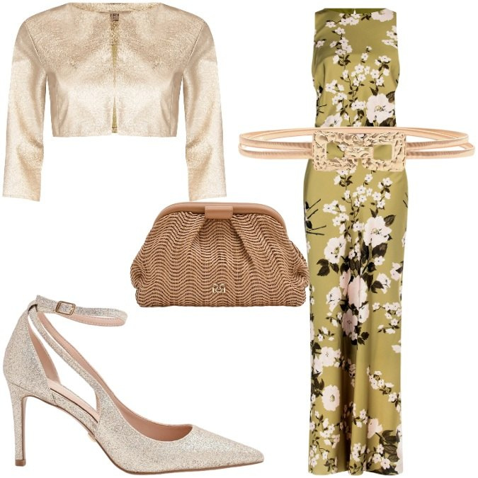 Outfit donna - Primavera di cerimonie. Stile Romantica per Cerimonia. Abbinamento con pochette, cinture, bolero, décolleté, vestiti lunghi.