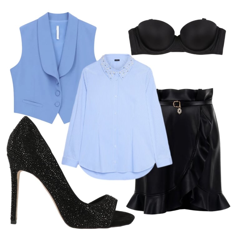 Outfit donna - Perle strass e cristalli. Stile Chic per Cerimonia. Abbinamento con décolleté, camicie, reggiseni, minigonne, gilet.