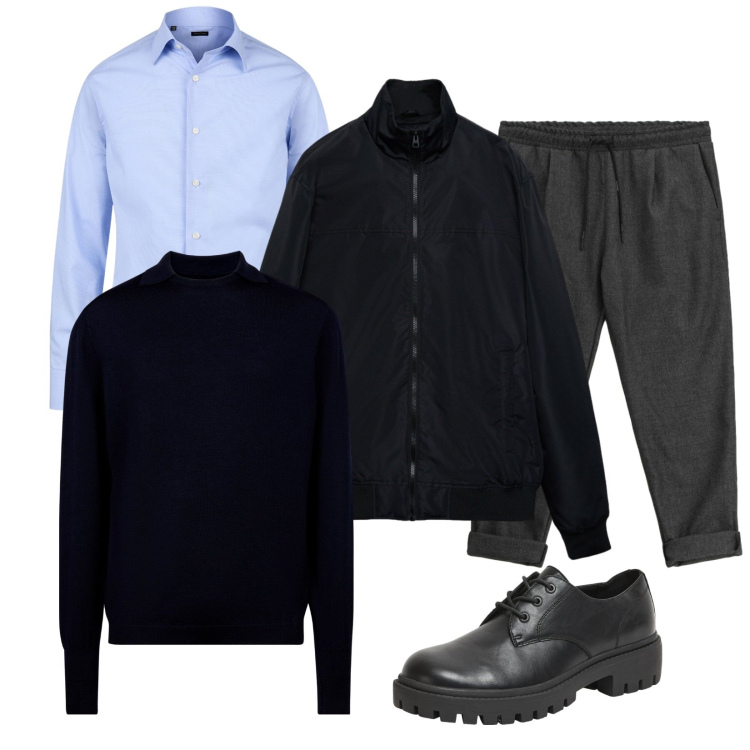 Outfit uomo - Total look #2344644. Stile Business/Elegante per Tutti i giorni. Abbinamento con pantaloni, scarpe stringate, bomber, maglieria, camicie.
