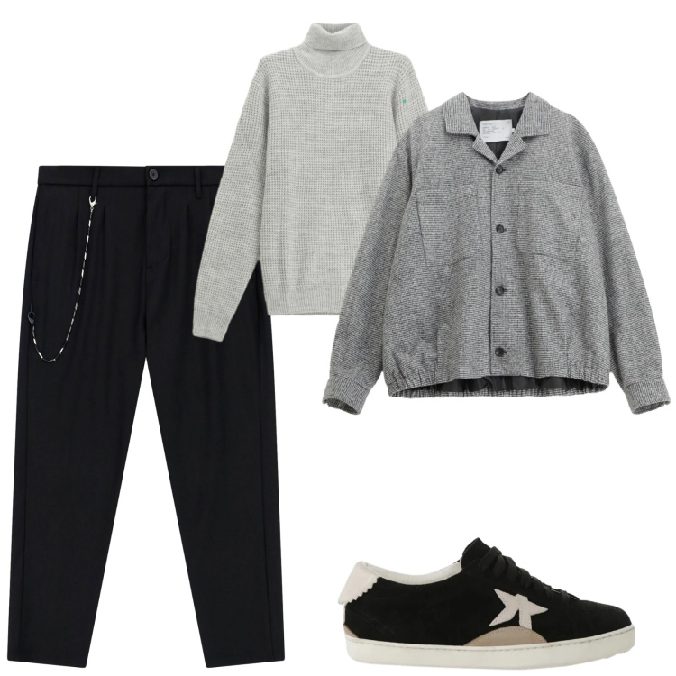 Outfit uomo - City. Stile Urban per Tutti i giorni. Abbinamento con pantaloni, maglieria, sneakers, cappotti.