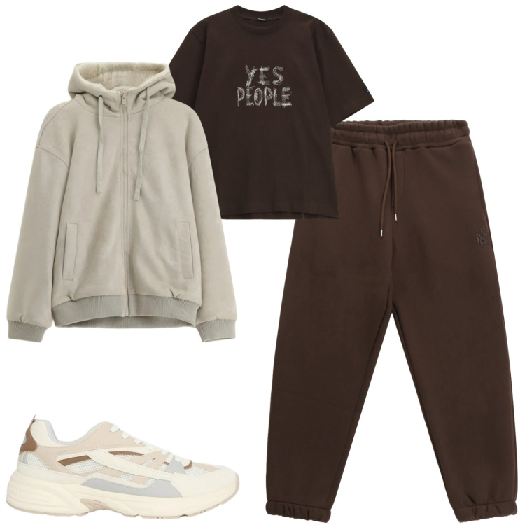 Outfit uomo - Tempo libero. Stile Casual per Tutti i giorni. Abbinamento con pantaloni, bomber, t-shirt, sneakers.