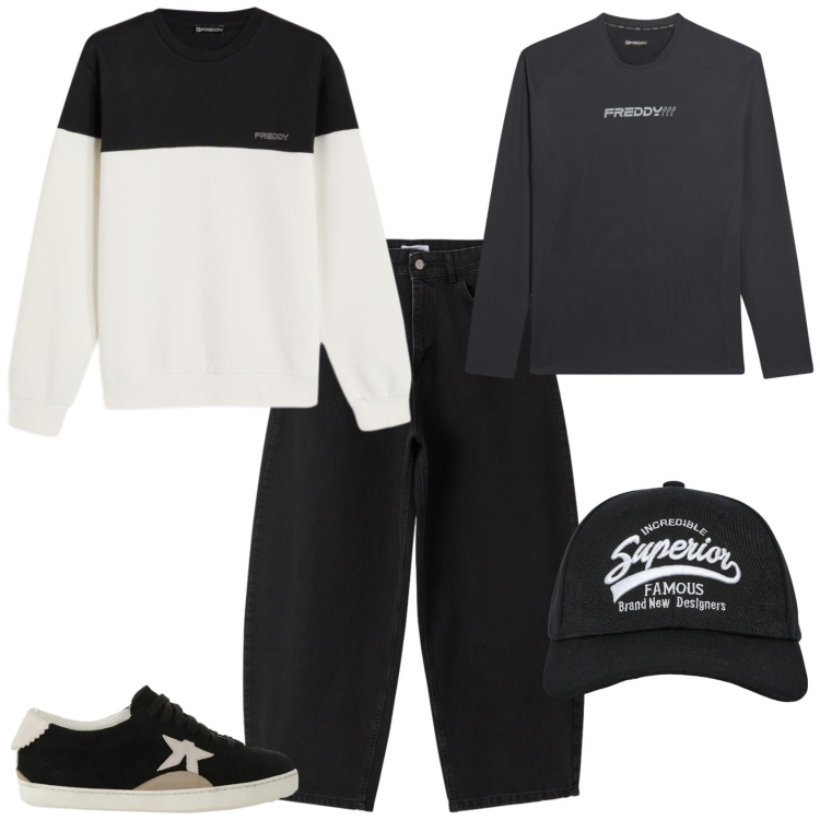 Outfit uomo - Urban ogni giorno. Stile Urban per Tutti i giorni. Abbinamento con sneakers, cappelli con visiera, jeans, felpe, t-shirt.