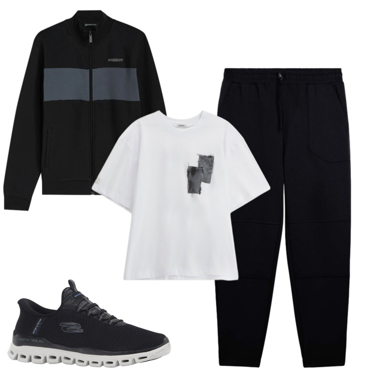 Outfit uomo - Total look #2344697. Stile Casual per Tutti i giorni. Abbinamento con sneakers, t-shirt, felpe, pantaloni.