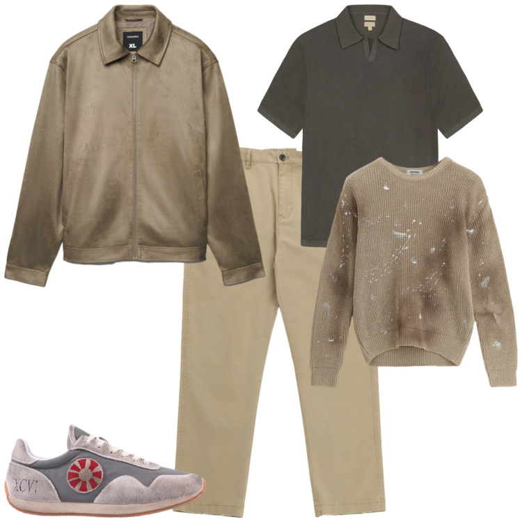 Outfit uomo - Trendy ufficio tempo libero. Stile Trendy per Tutti i giorni. Abbinamento con maglieria, pantaloni, giacche, sneakers, polo.