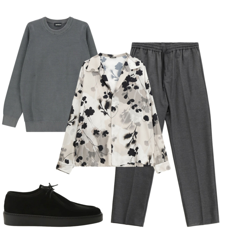 Outfit uomo - Total look #2344709. Stile Trendy per Tutti i giorni. Abbinamento con camicie, pantaloni, pullovers, scarpe stringate.